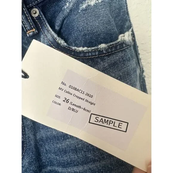 Moussy Vintage Celina Cropped Straight Blue Jeans NWT Size 26 - Picture 4 of 8